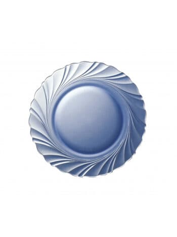 middagstallerken i blå med swirls fra duralex