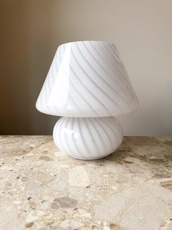 Mushroom murano lampe swirls hvid