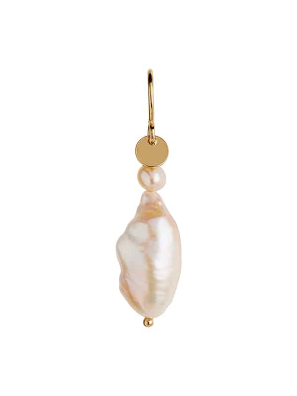 Long Baroque Pearl Earring Peach Sorbet Gold