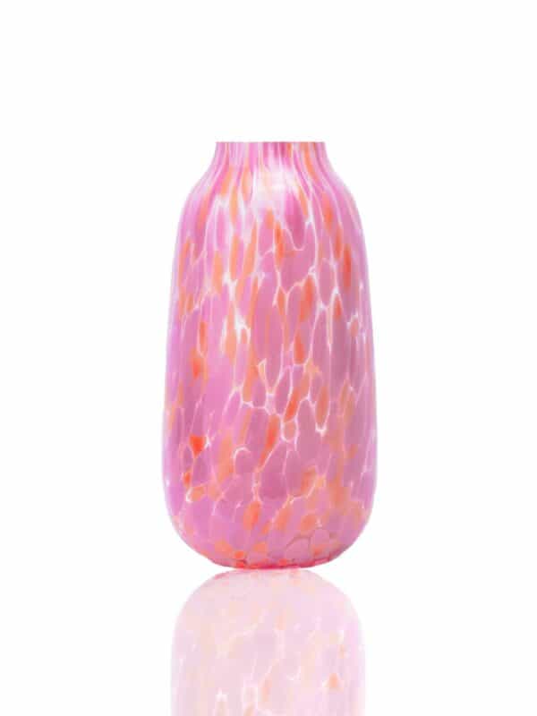 Glas vase med lyserøde og orange konfetti detaljer