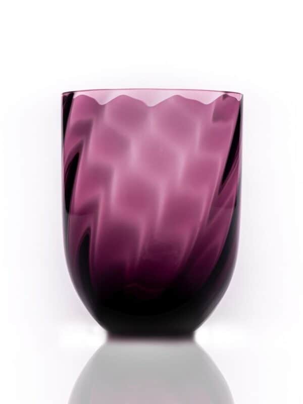 mundblæst swirl glas i farven violet