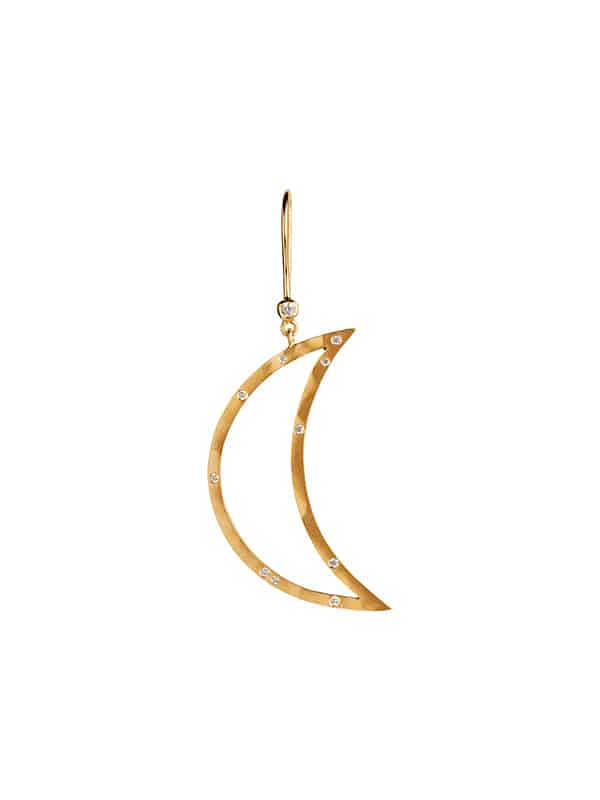 Big Bella Moon with Stones Earring Gold