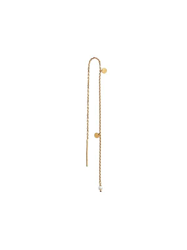 Dangling Petit Coin And Stone Earring Gold - White Pearl