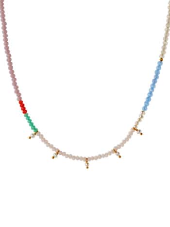 Heavenly Pearl Dream Necklace with Five Pendants Gold – Coral & Cool Mint