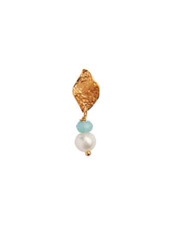 Ile De L'Amour with Pearl and Light Blue Topaz Earring Gold