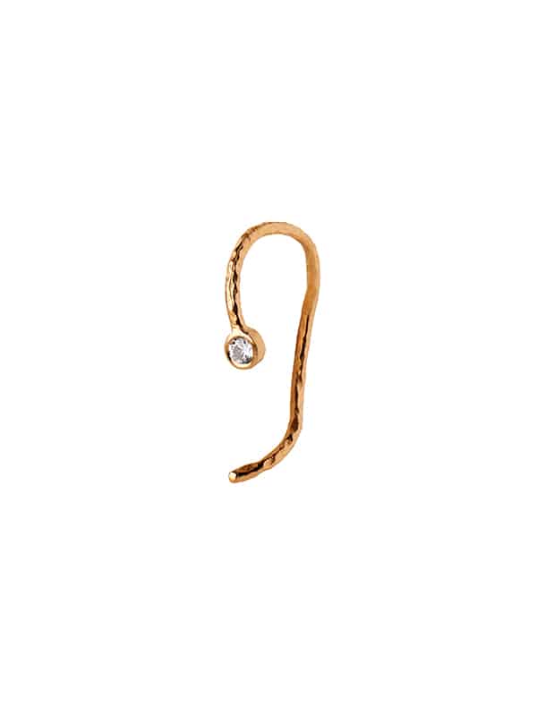 Wavy One Dot Open Creol Gold with Stone - White