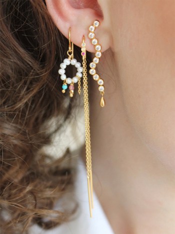 Midnight Sparkle Long Earring Gold - Right