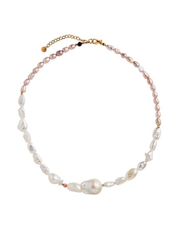 Chunky Glamour Pearl Necklace - White And Rose